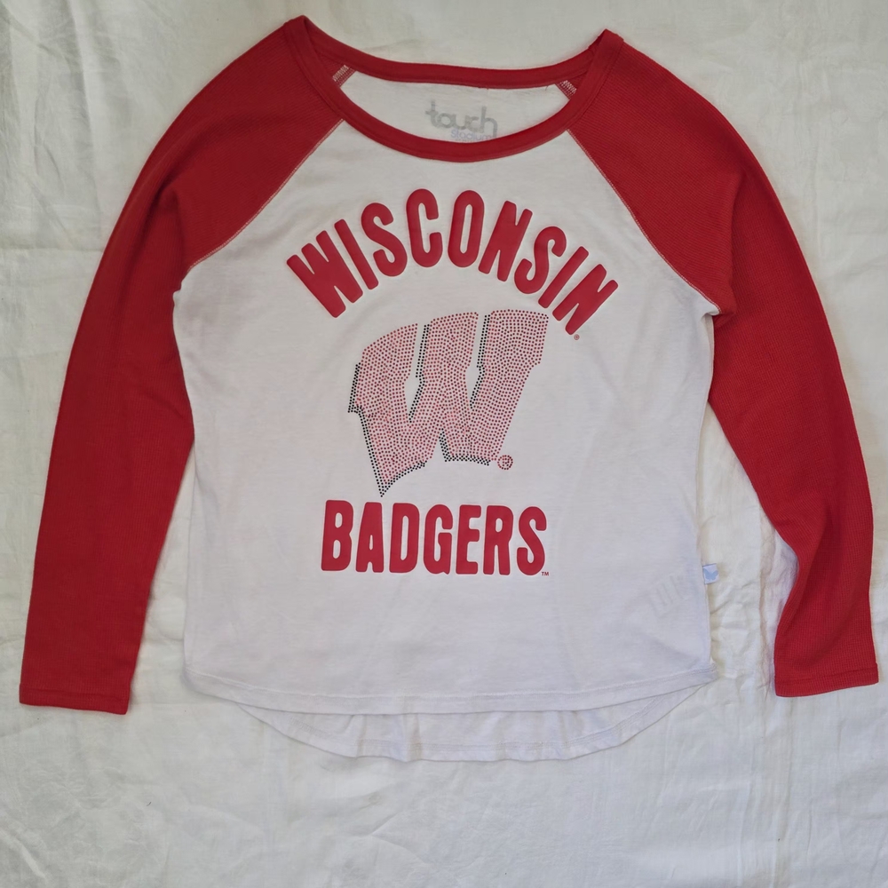 Stadium Athletics Red and White Wisconsin Badgers Long Sleeve Tee